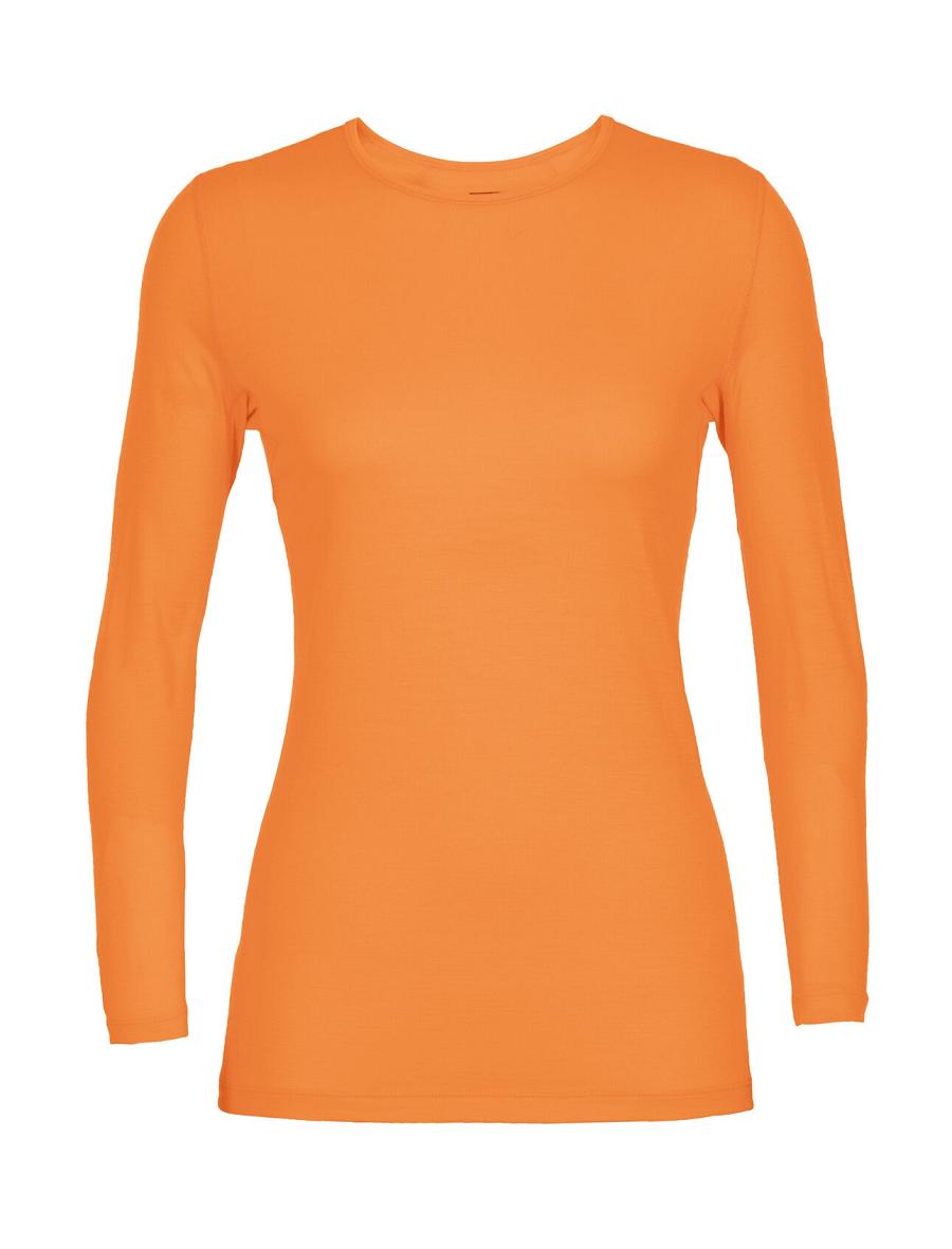 Women's Icebreaker Merino 200 Oasis Long Sleeve Crewe Thermal Top Base Layers Flash | CA 1020PJJQ